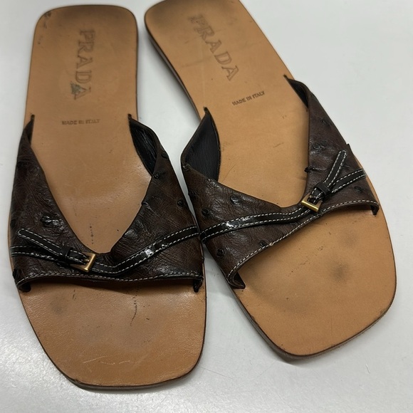 Prada Dark Brown Leather Sandals - Picture 6 of 9